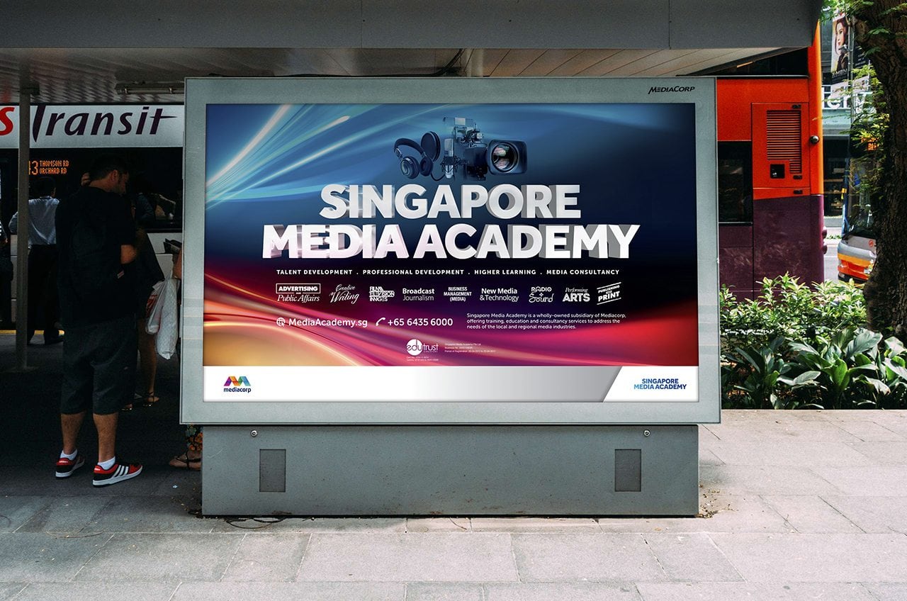 Creative branding prints for Singapore Media Academy